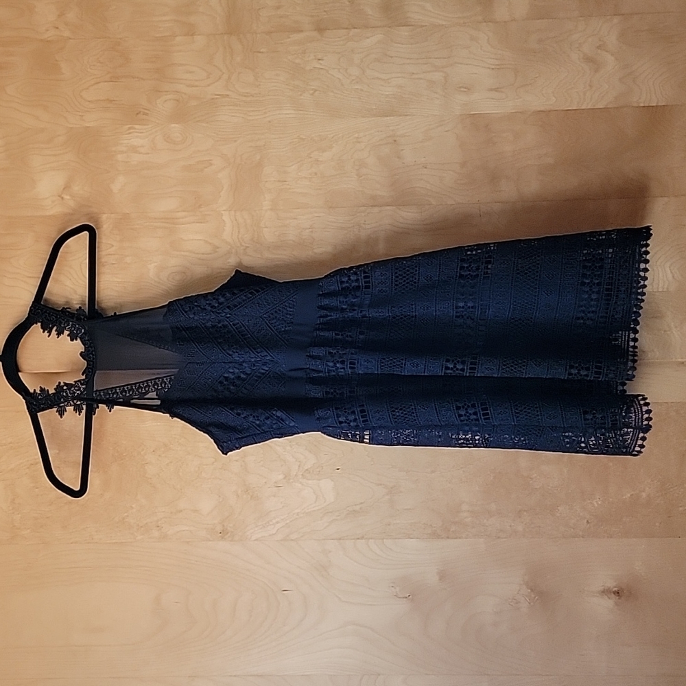 Francesca's Black Cutout Sheer Neck Dress